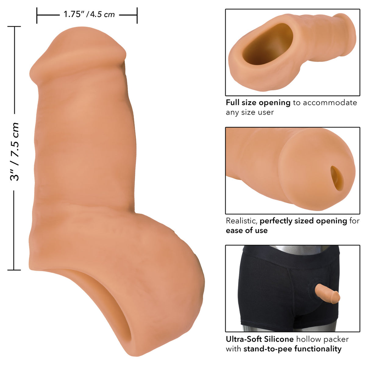 CalExotics - Packer Gear STP Packer ស៊ីលីកូន Ultra-Soft ប្រវែង 4 អ៊ីញ