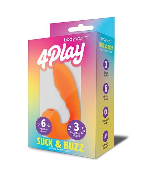 Bodywand - ម៉ាស្សាសុីម៉េន 4 Play Suck & Buzz សម្រាប់ខ្លីតូរីស៍ (ពណ៌ទឹកក្រូច)