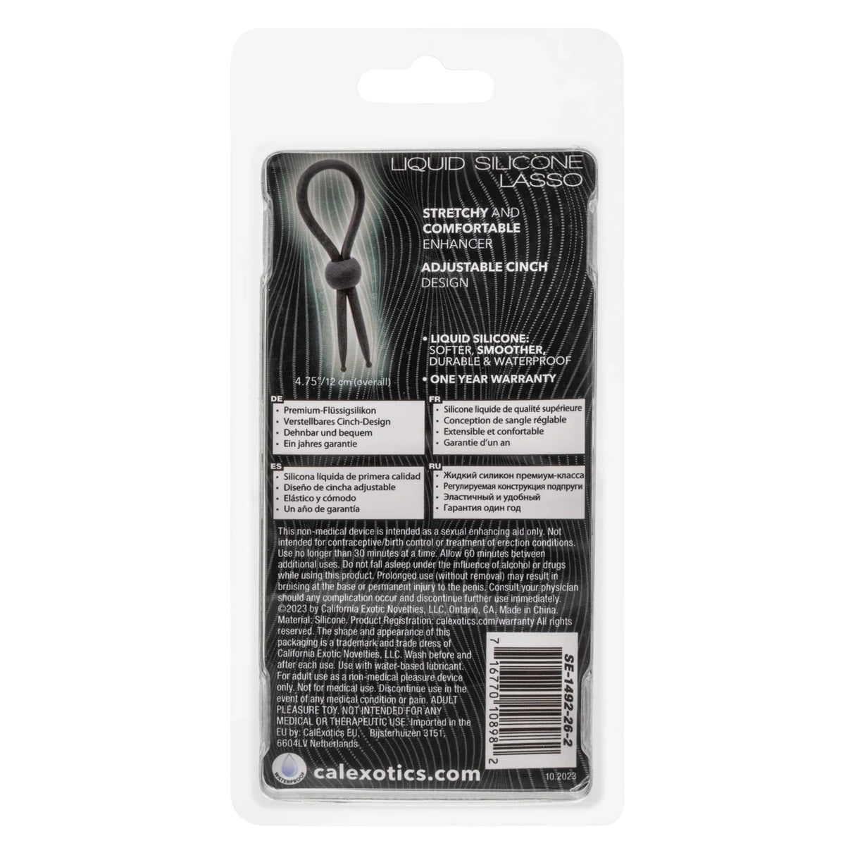 CalExotics - Alpha Liquid Silicone Adjustable Lasso Cock Ring (Black) CE2181 CherryAffairs