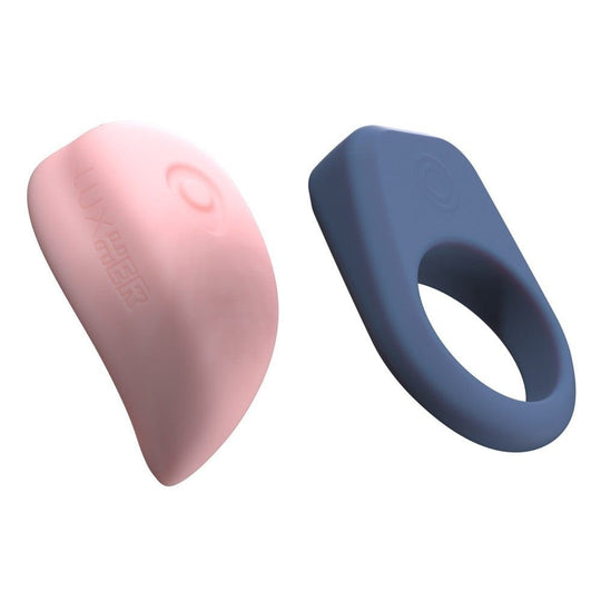Kiiroo - សំណុំម៉ាស្សាទ្វារមាស និងច្រវាក់អង្កាមមានមុខងារតាមកម្មវិធី Luxus សម្រាប់គូស្វាមីភរិយា (ពណ៌ផ្កាឈូក/ពណ៌ខៀវ)