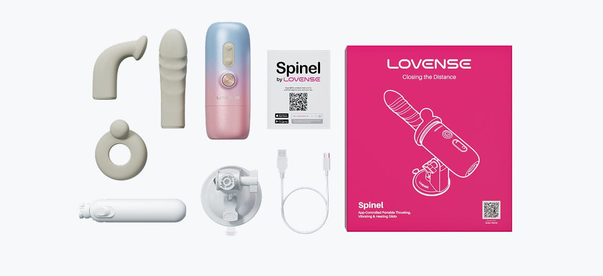 Lovense - Spinel App-controlled Portable Thrusting Vibrating Heating Dildo LOS1073 CherryAffairs
