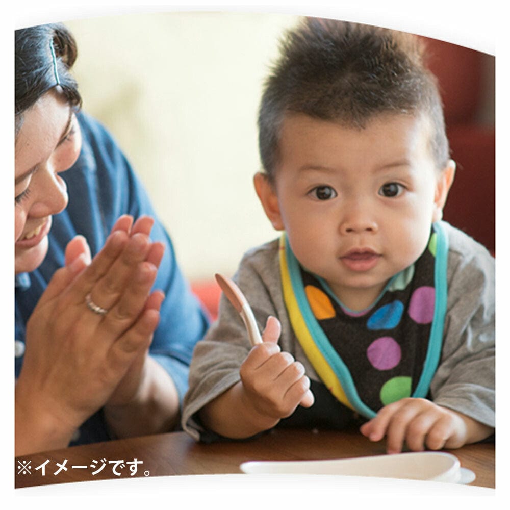 Richell - T.L.I Stage 2 Soft Easy Grip Baby Self Feeding Spoon and Fork Set Baby Spoon and Fork