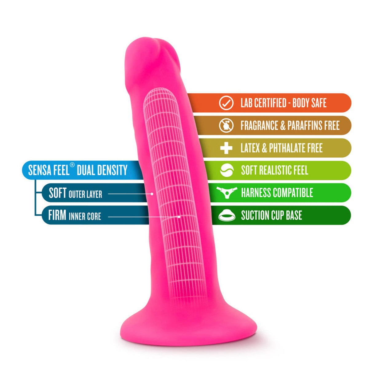 Blush Novelties - Neo Dual Density Realistic Cock 6" Realistic Dildo with suction cup (Non Vibration)