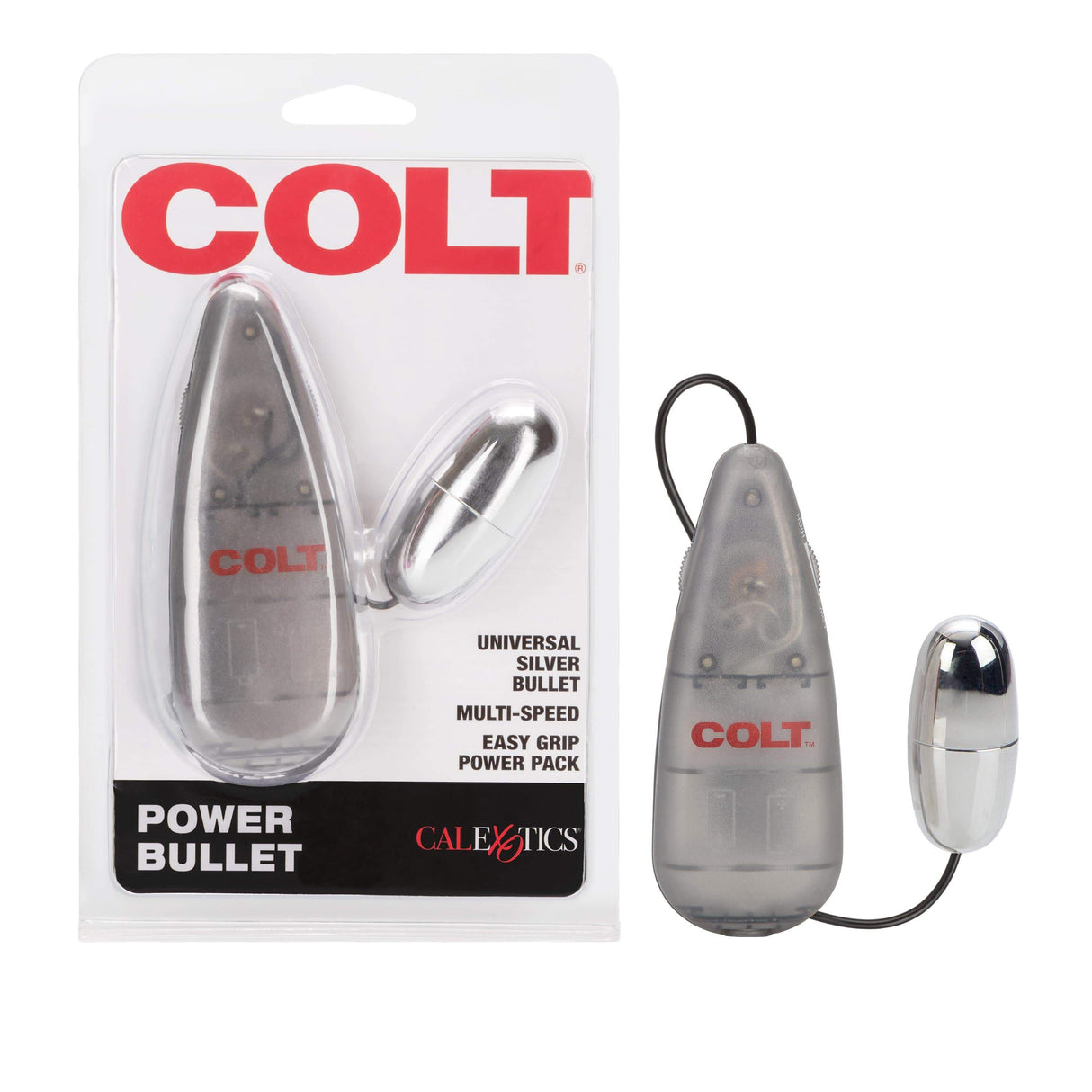 California Exotics - COLT Multi Speed Power Pak Bullet with Remote (Silver) Wired Remote Control Egg (Vibration) Non Rechargeable