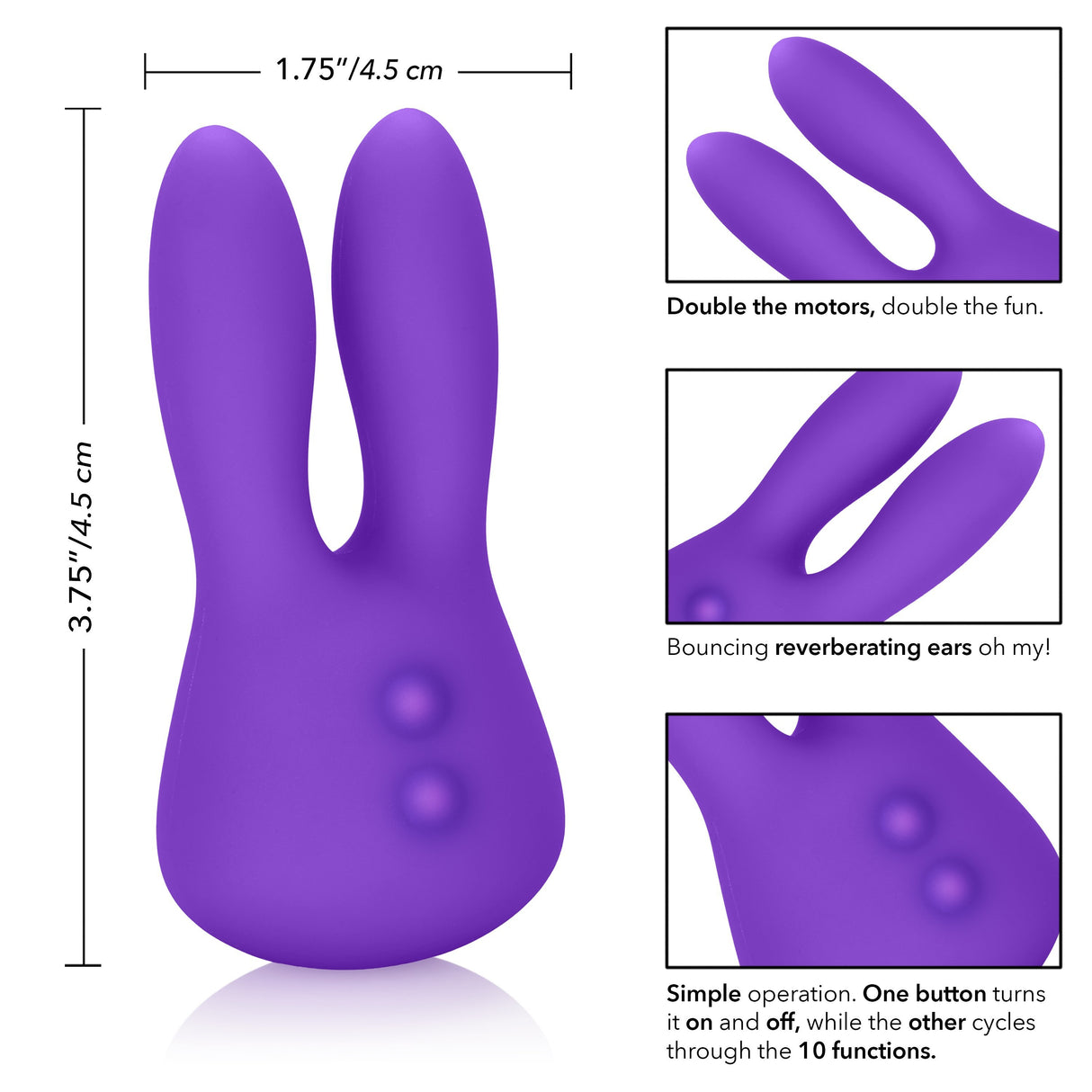 California Exotics - Mini Marvels Silicone Marvelous Bunny Clit Massager (Purple) CE1506 CherryAffairs