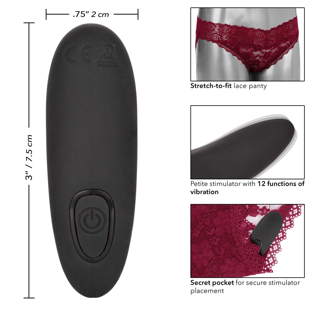California Exotics - Remote Control Vibrating Lace Panty Set Panties Massager Remote Control (Vibration) Rechargeable