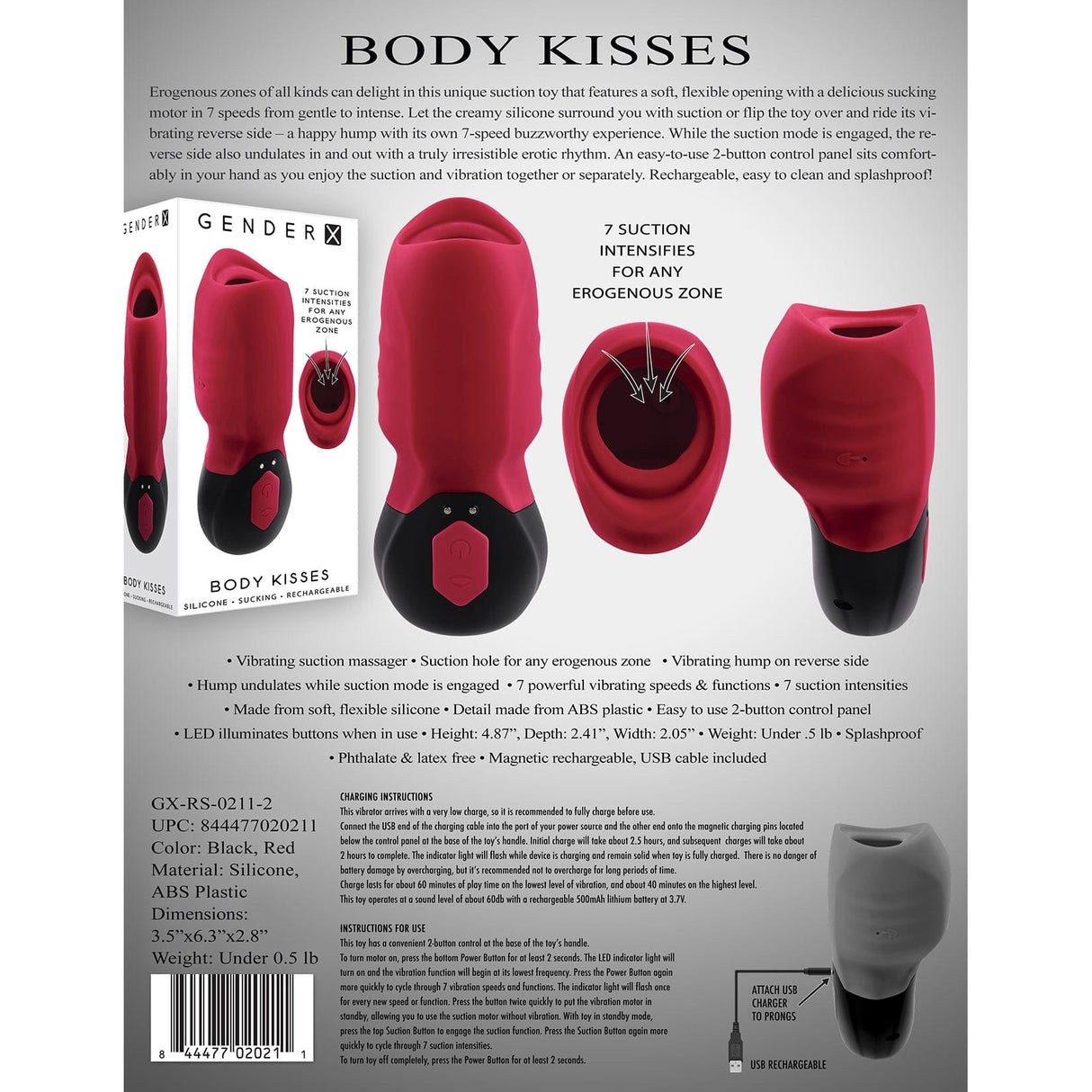 Evolved - Gender X Body Kisses Clit Massager (Red) Clit Massager (Vibration) Rechargeable