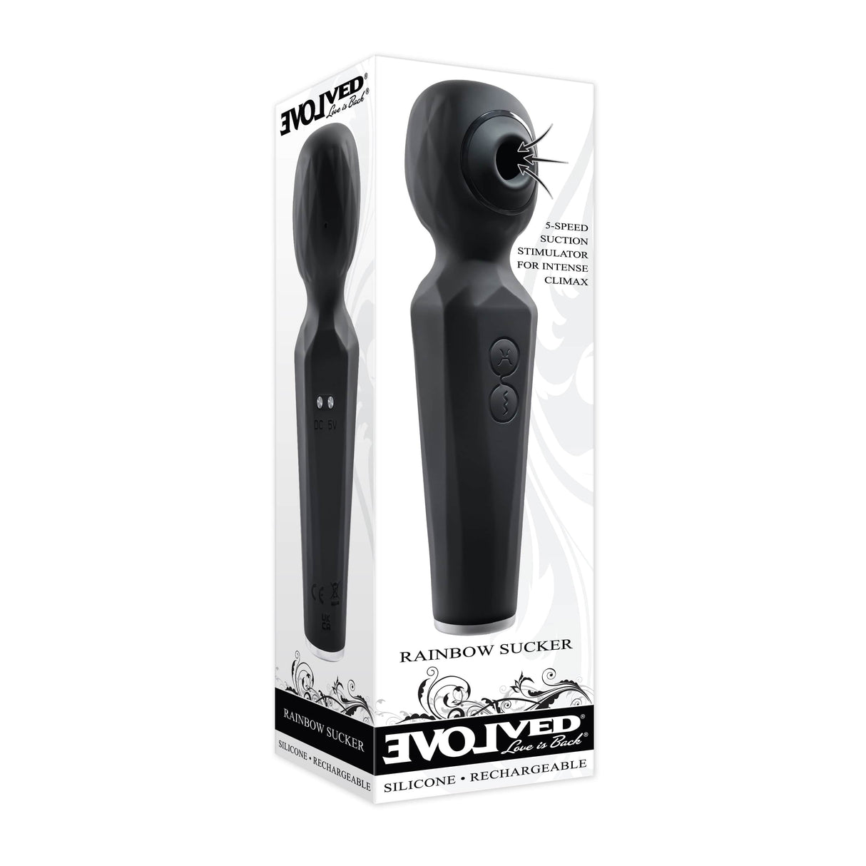 Evolved - Rainbow Sucker Clit Massager (Black) Clit Massager (Vibration) Rechargeable