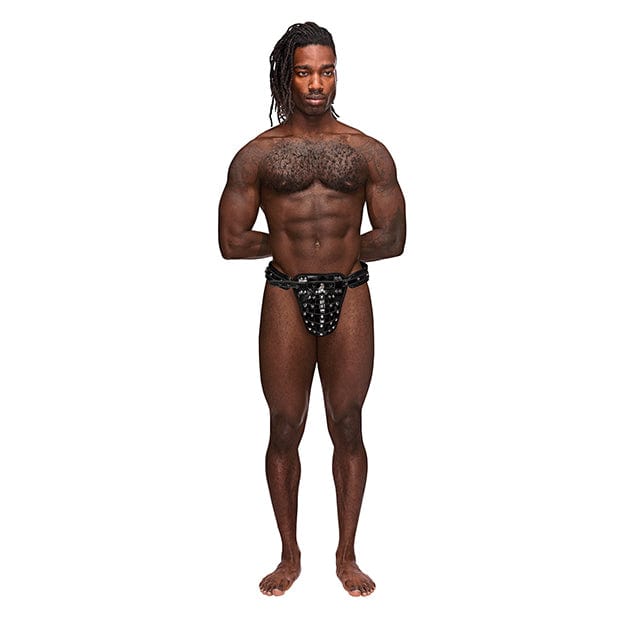 Male Power - Leather Taurus Adjustable Buckle Thong Underwear O/S (Black) MP1051 CherryAffairs