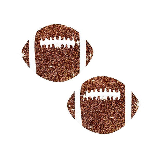 Neva Nude - Football Glitter Pasties Nipple Covers O/S (Brown) Nipple Covers