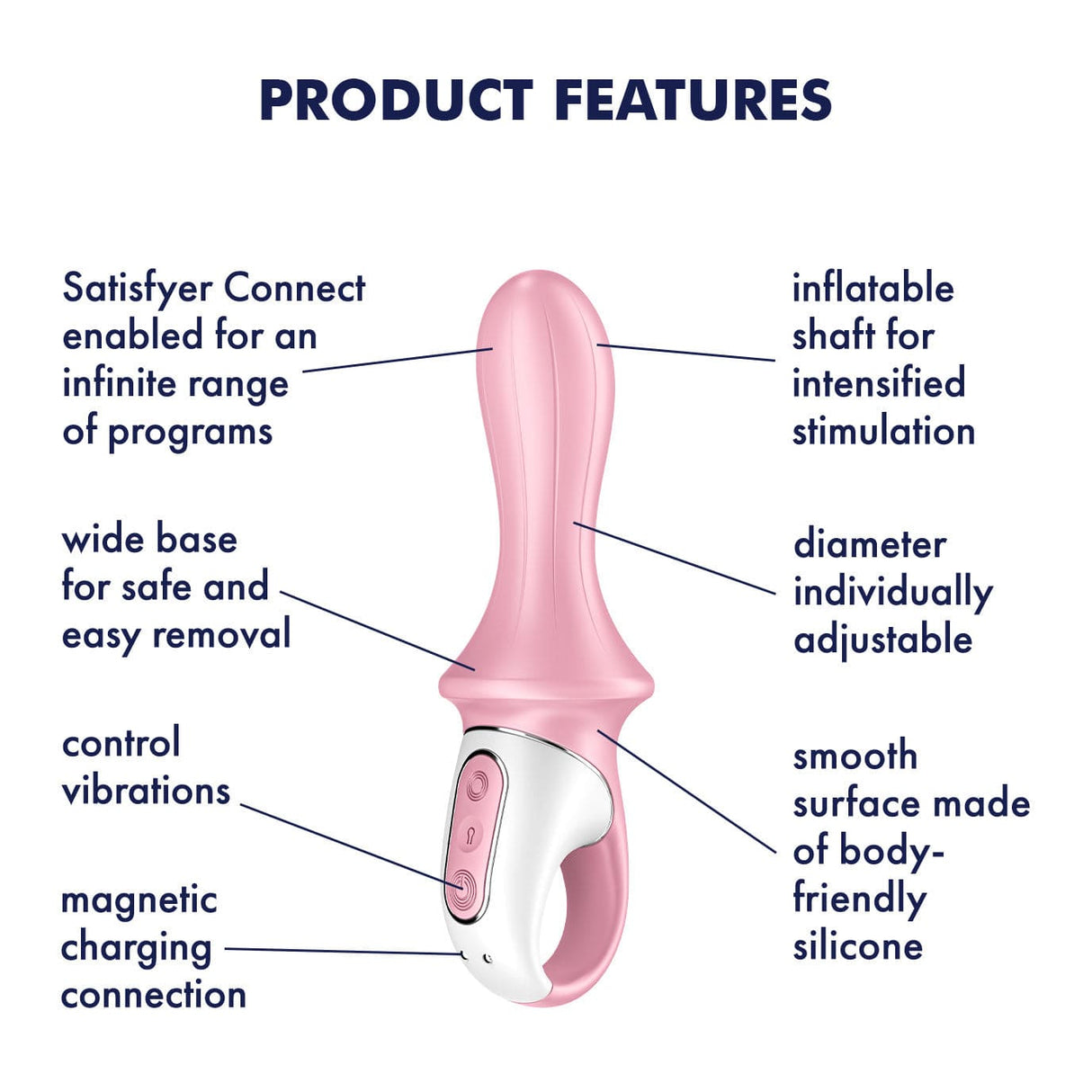 Satisfyer - Air Pump App-Controlled Booty 5 Prostate Massager (Pink) Prostate Massager (Vibration) Rechargeable