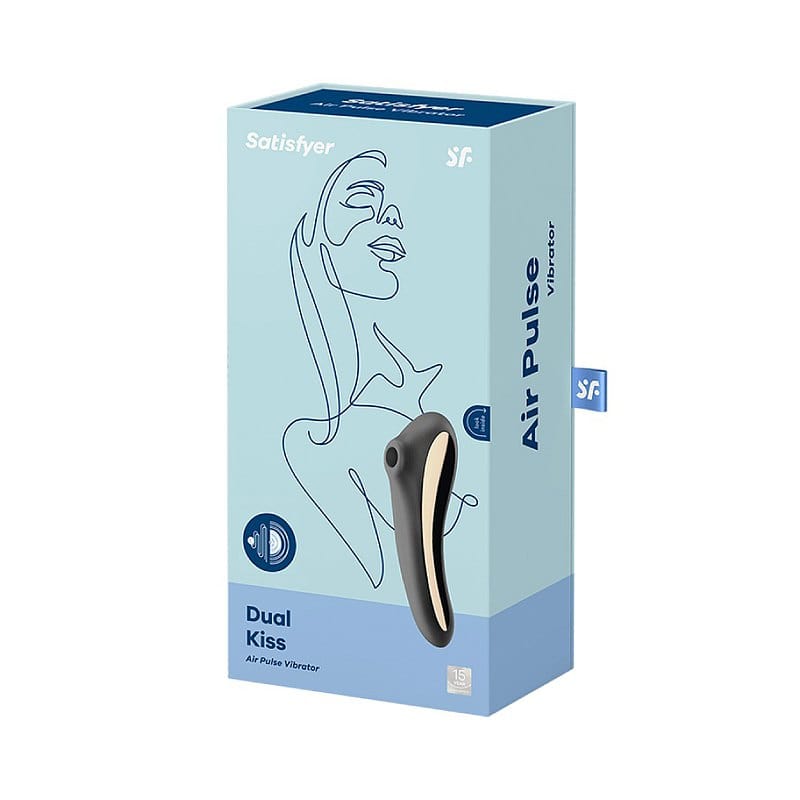 Satisfyer - Dual Kiss Insertable Air Pulse Vibrator Clitoral Air Stimulator (Black) Clit Massager (Vibration) Rechargeable