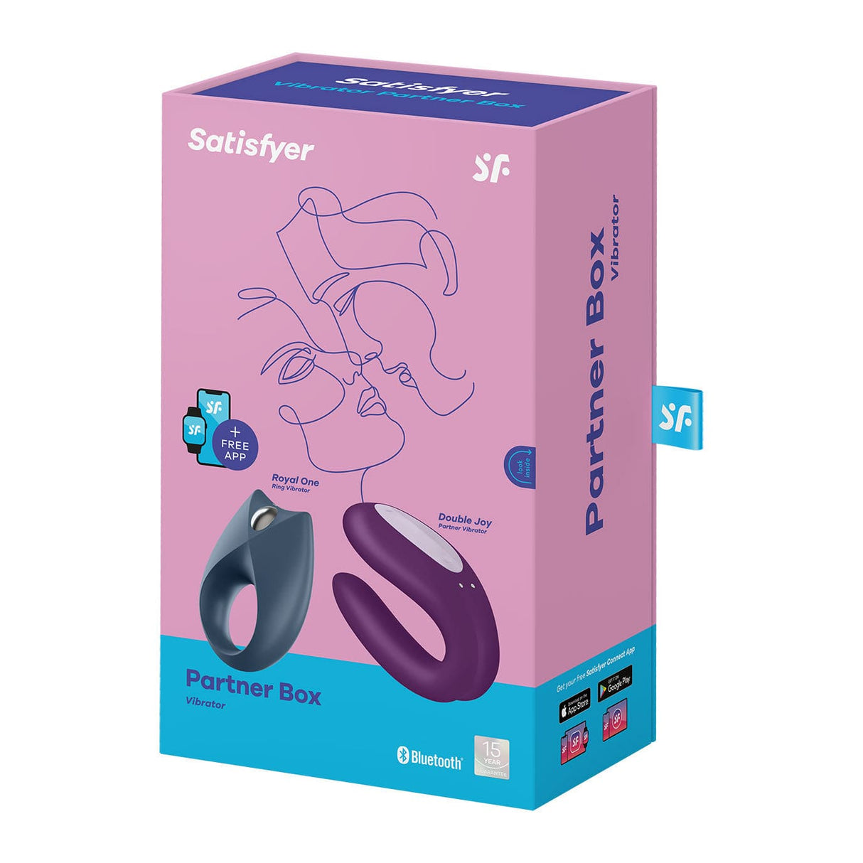 Satisfyer - Partner Box 2 App-Controlled Royal One and Double Joy Couple Set (Multi Colour) Couple's Massager (Vibration) Rechargeable