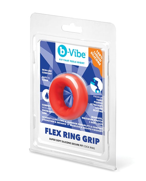 B-Vibe - Flex Ring Grip ចិញ្ចៀនស៊ីលីកូនរឹតលើអង្កាំបុរស (ក្រហម)