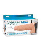 Pipedream - Fantasy X-Tensions Elite Vibrating Hollow Strap-On - Beige / 15.2 cm