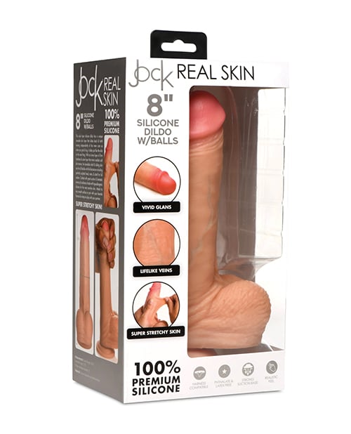 Curve Novelties - Jock Real Skin ដូយដបភេទស៊ីលីកូនមានក្បាលបិទភ្ជាប់ 20.3 cm (ពណ៌ស្បែក)