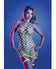 Fantasy Lingerie - Warning Sign Rhinestone Fishnet Garter Dress (Green) - Green / One Size