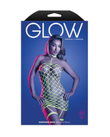 Fantasy Lingerie - Warning Sign Rhinestone Fishnet Garter Dress (Green) - Green / One Size