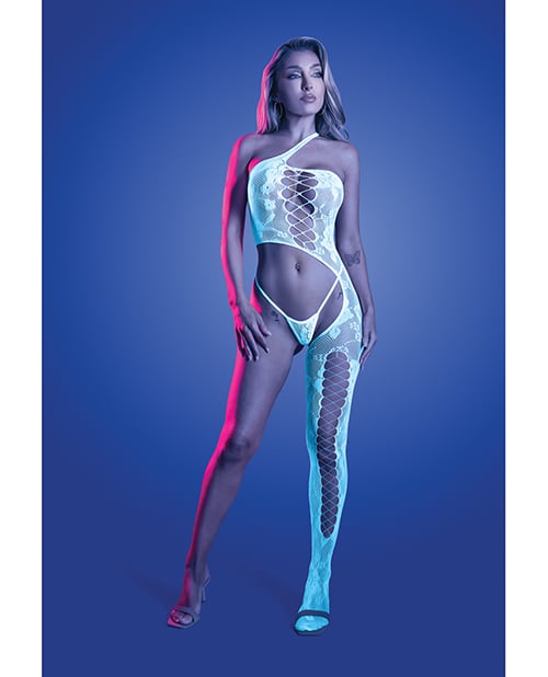 Fantasy Lingerie - សម្លៀកបំពាក់បែបបណ្តាញផ្កា Lights Get Low និងខោទ្រនាប់ (ពណ៌ស)