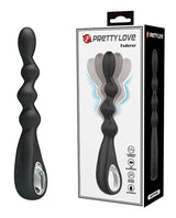 Pretty Love - Federer Rechargeable Beaded Anal Vibrator (Black) - Black