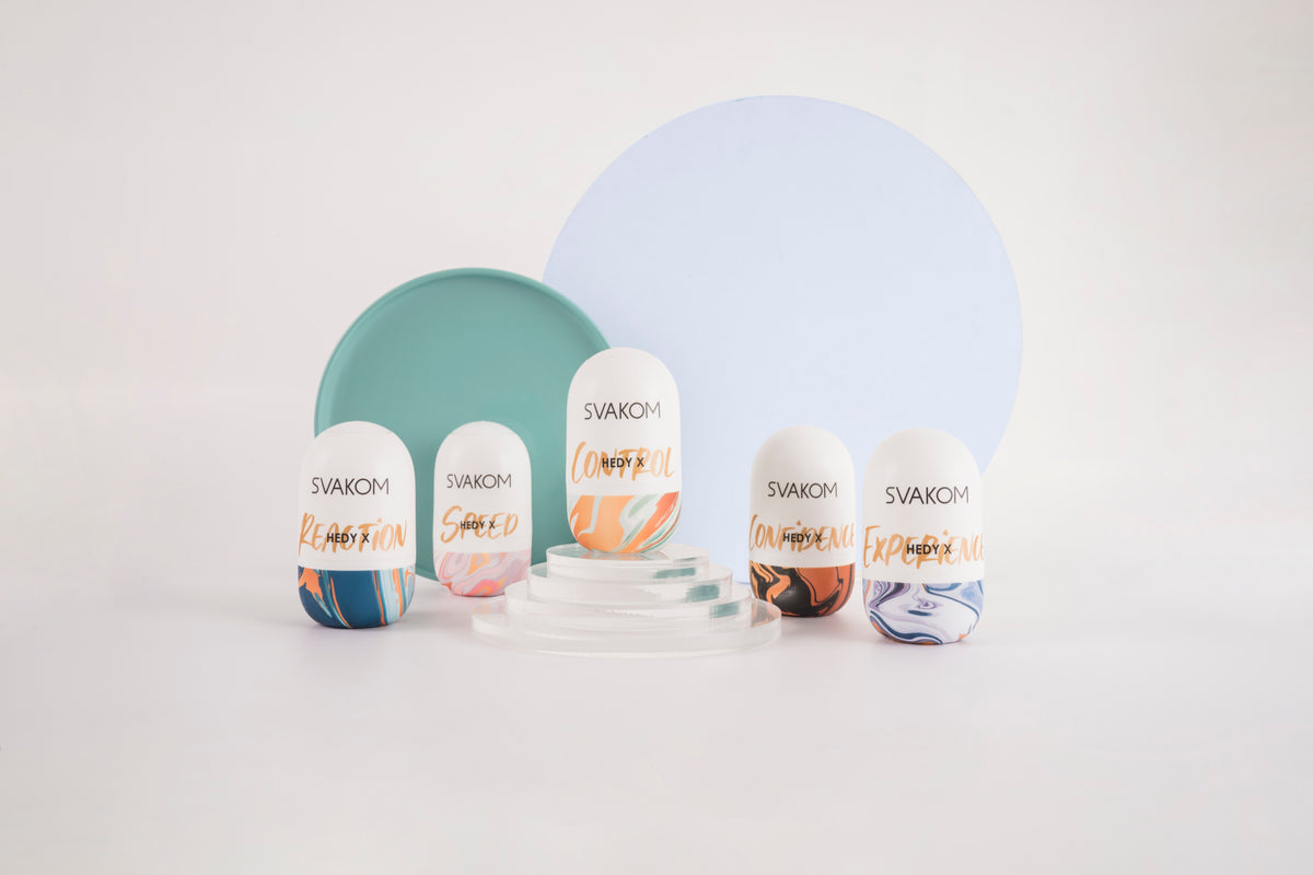 Svakom - សំណុំស្រោម Hedy X សម្រាប់ हस्तमैथुन មានផ្ទៃប៉ះ 5 មុខ អាចបង្រ្កាបប្រើវិញបានពីរភាគី