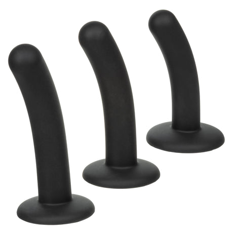 CalExotics - Onyxxx 3-Piece Silicone Curved Anal Probe Set (Black) - Black