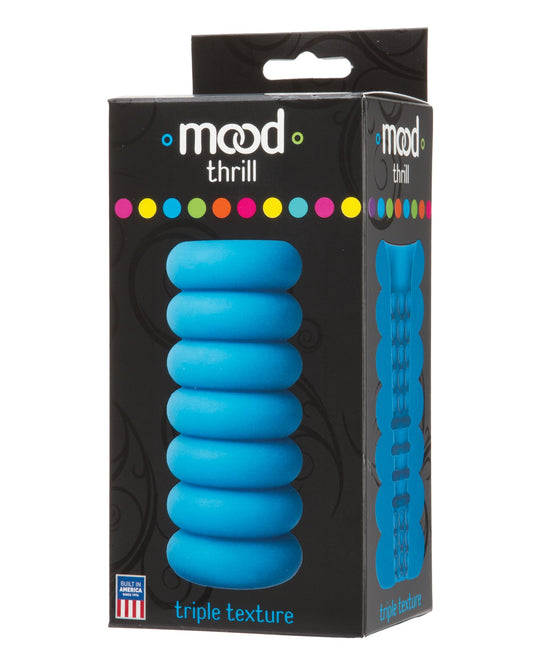 Doc Johnson - Mood Thrill គ្រឿងបំបៅកាម Triple-Texture (ពណ៌ខៀវ)