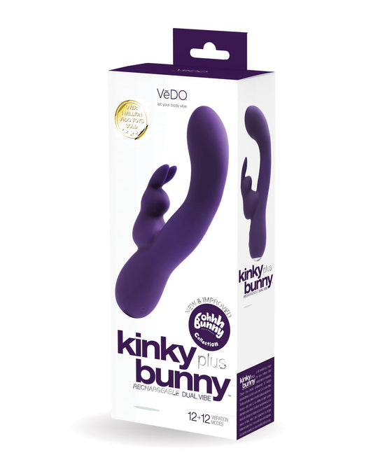 VeDO - Kinky Bunny Plus ម៉ាស្សាររំញ័រ Rabbit បញ្ចុះបញ្ចូលវិញបាន (រាងកោង G-Spot) (ស្វាយ)