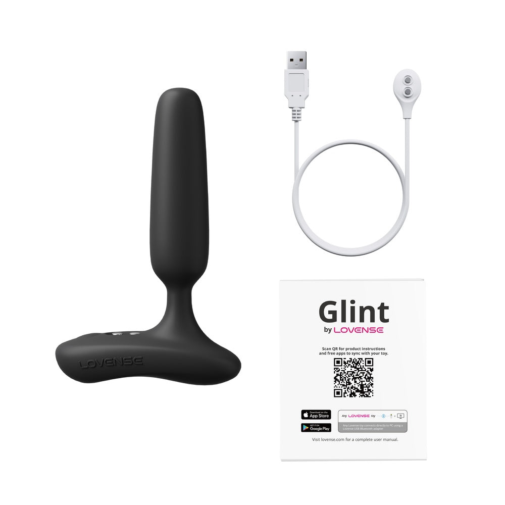 Lovense - Glint គ្រាប់ប្លាក់ប៉ាក់រំញ័ររន្ធគូថ បញ្ជាពីអាប់ និងឆ្លើយតបទៅនឹងការប៉ះ (ពណ៌ខ្មៅ)