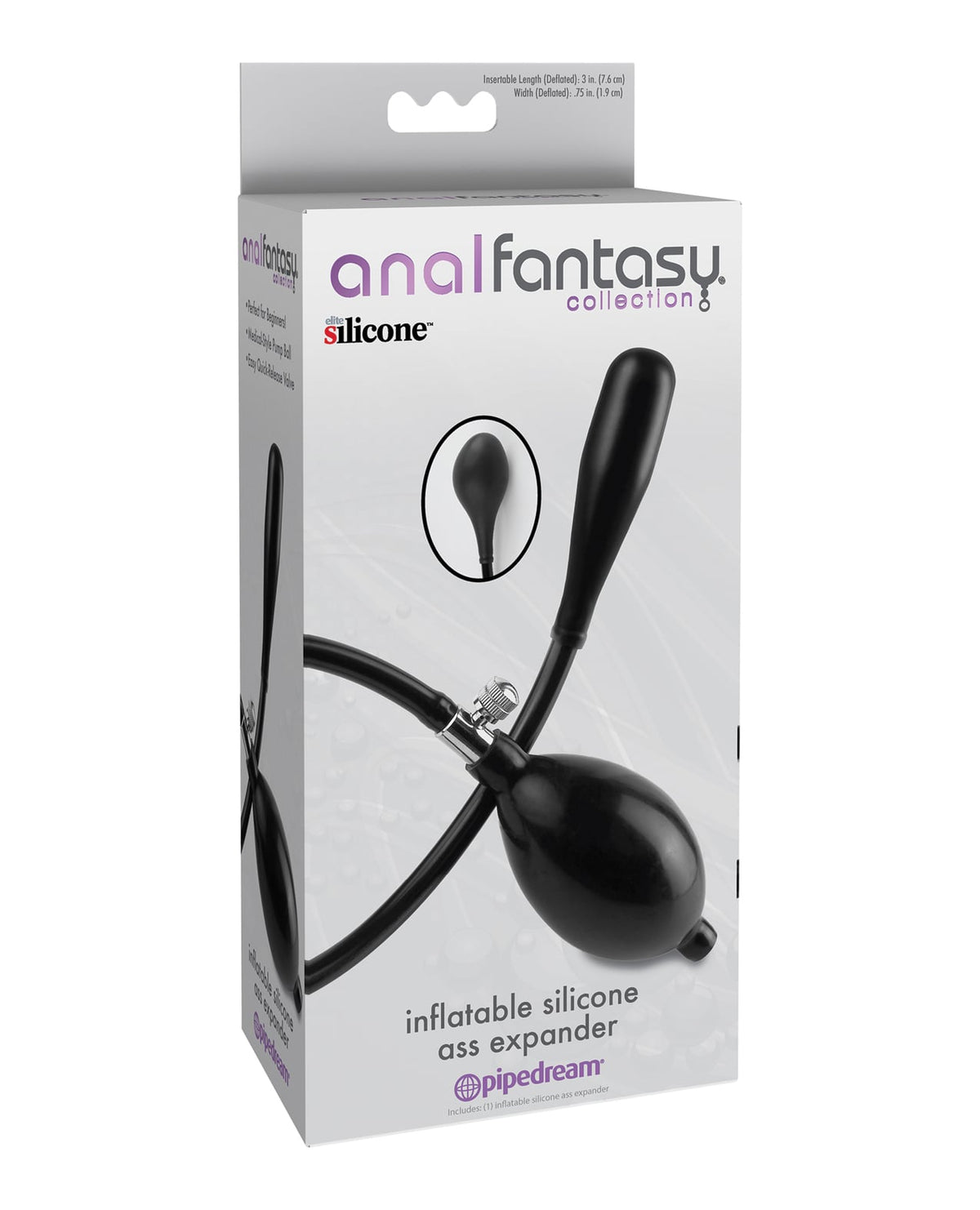 Pipedream - Anal Fantasy Inflatable Silicone Anal Plug with Hand Pump (Black) – product view 2