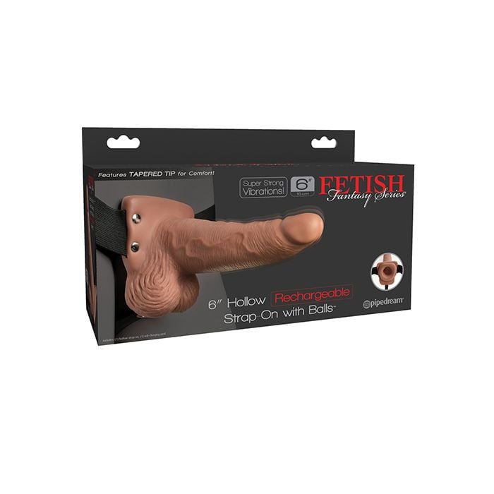 Pipedream - Fetish Fantasy Rechargeable Hollow Strap On Dildo with Balls (Brown) – product image