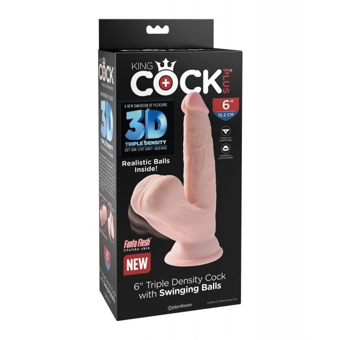 Pipedream - King Cock Plus Triple-Density Dildo with Swinging Balls – product image
