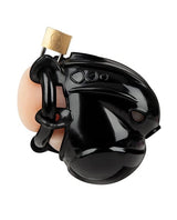 Blue Line - Full Restraint Silicone Cock and Balls Chastity Device (Black) BL1018 CherryAffairs