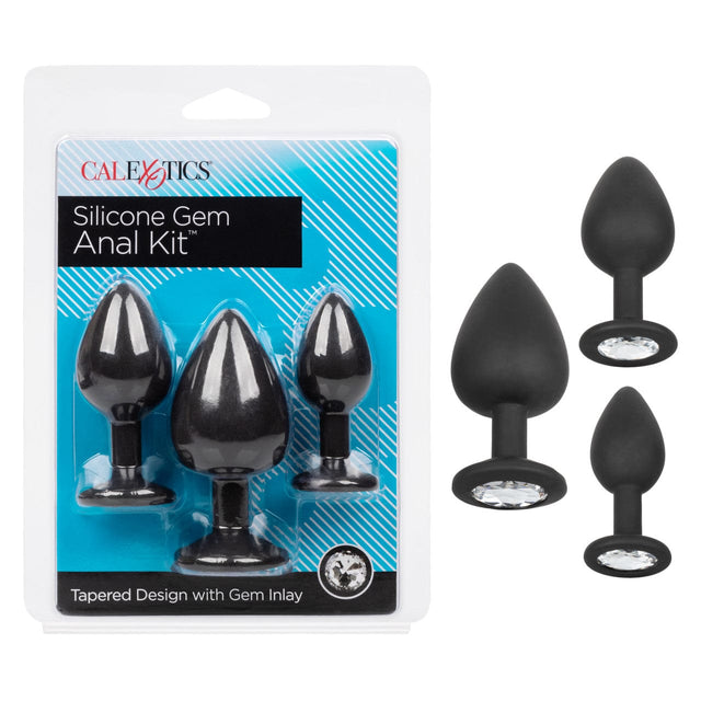 CalExotics - Silicone Gem Graduated Anal Plug Kit (Black) CE2198 CherryAffairs