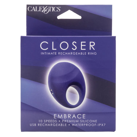 California Exotics - Embrace Closer Intimate Rechargeable Cock Ring (Blue) CE2139 CherryAffairs