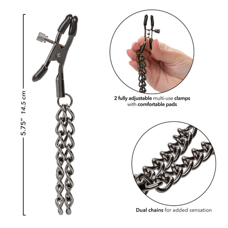 California Exotics - Euphoria Collection Chain Nipple Clamps (Black) CE2068 CherryAffairs