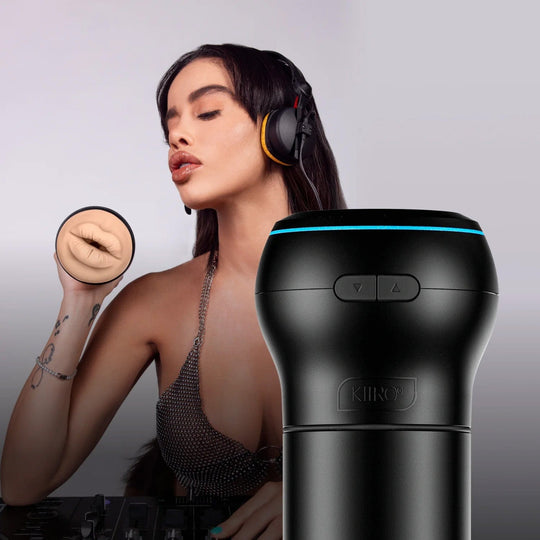 Kiiroo - PowerBlow + Feel Victoria June ប្រដាប់ម៉ាស្ទ័បេសិនបែបមាត់ (ពណ៌បេស្ស៍)