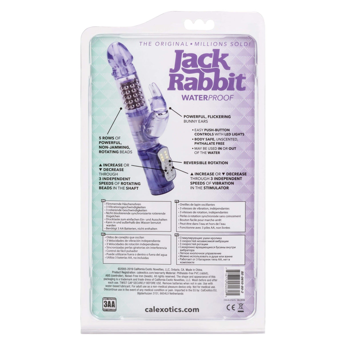 California Exotics - Jack Rabbit Waterproof 5 Rows Jack Rabbit Vibrator (Purple) CE1785 CherryAffairs