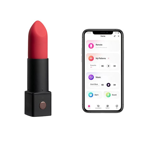 Lovense - Exomoon ម៉ាស៊ីនរំញោចរាងលិបស្ទិច បង្កើតការរំញោចតាមអាប់ មានភាពសម្ងាត់ (ពណ៌ក្រហម)
